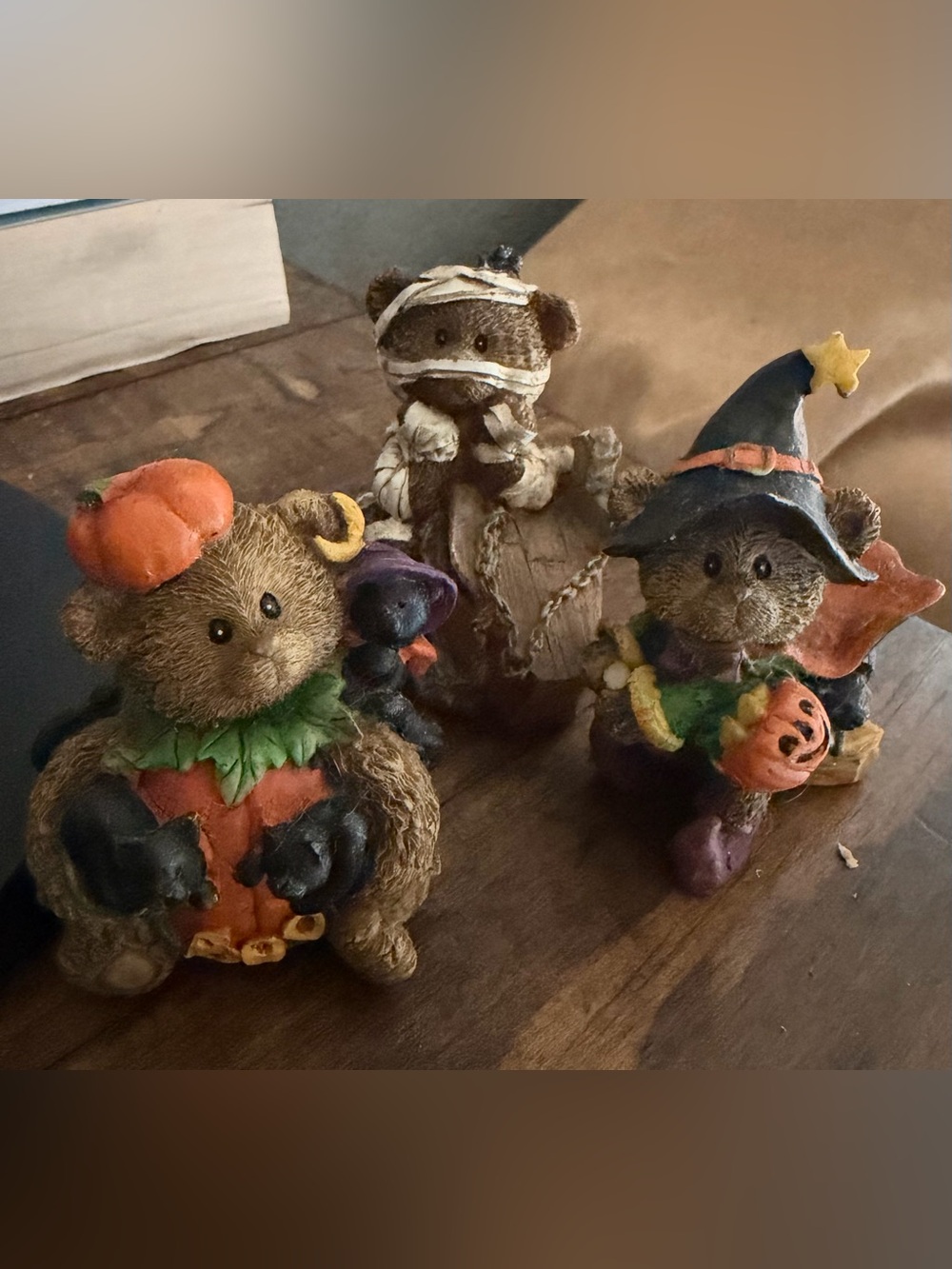 Halloween Teddy Bears Pumpkin, Mummy, Witch Bears 3" Resin Figurine Decors